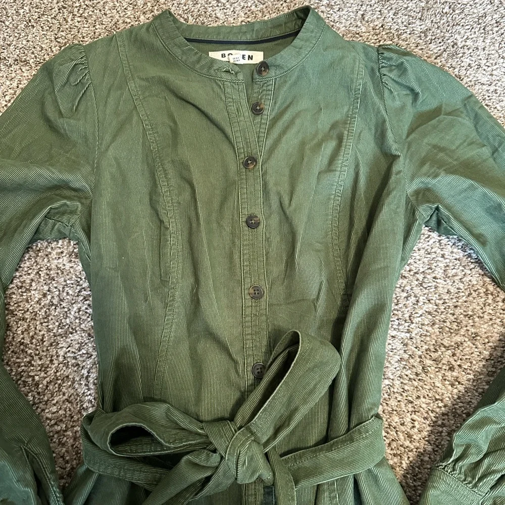 Boden Olive Green Button-Front Midi Dress - Picture 3 of 6